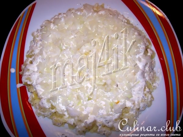 Салат "Форелька в шубке, да под шапкой"