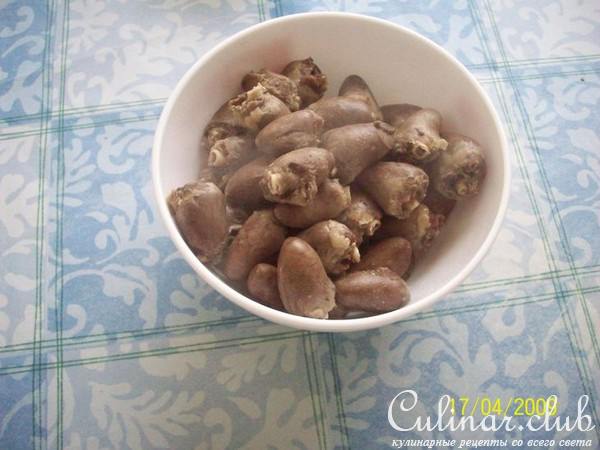 салат из куриных сердечек