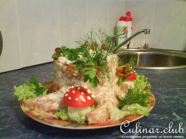 Салат "Грибной пенёк"