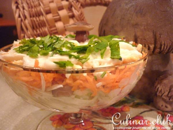 Салат с маринованными грибочками