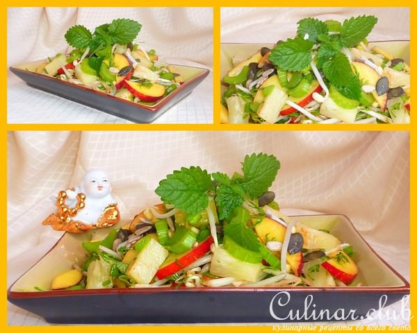 САЛАТ с проростками , нектаринками и ананасом...