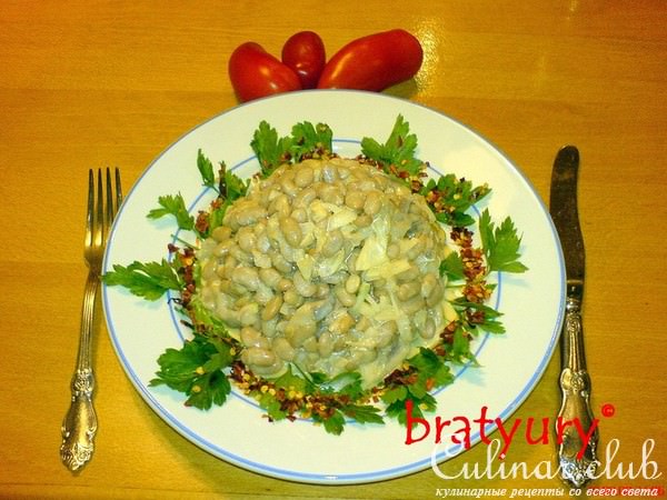 Салат из селёдки с фасолью по рецепту илоночка