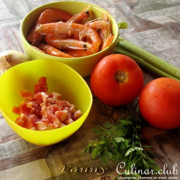 Салат с черешковым сельдереем и креветками
