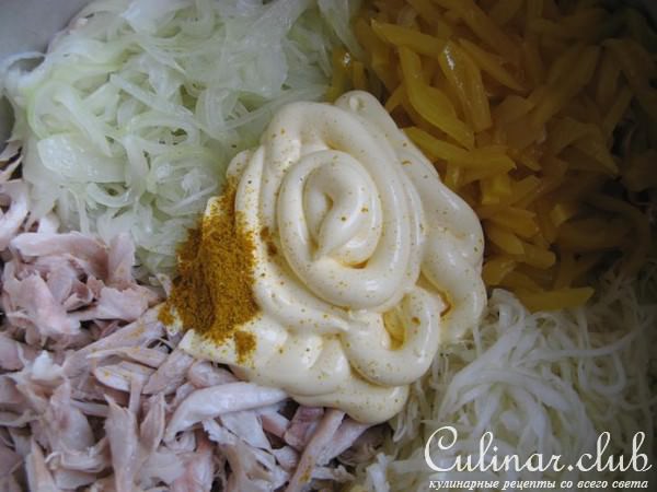 Персики с курицей