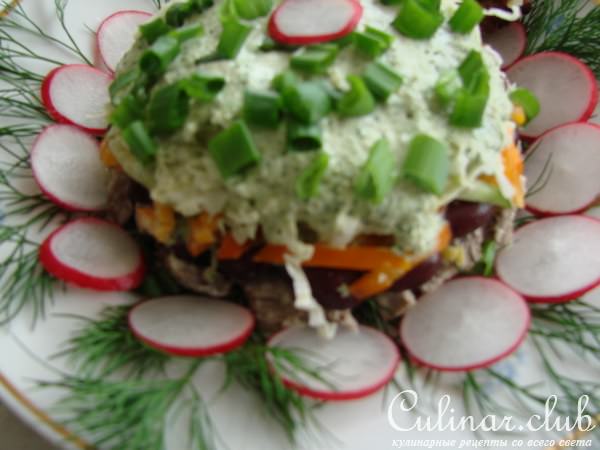 салат ,, Мясной с фасолью,, (вариант)