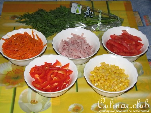 Мексиканский салат с ветчиной (вариант)