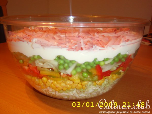 Вкусный слоёный салат