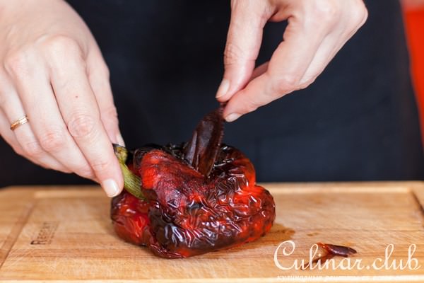 Салат с чечевицей, фетой и печеным перцем от Джейми