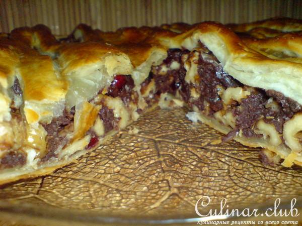 Пирог с горьким шоколадом и грецкими орехами