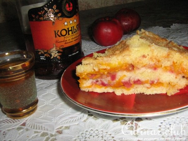 Насыпной пирог с тыквой и яблоками.