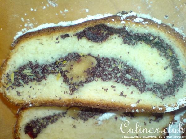Штоллен с маком,марципаном и вяленой клюквой для Эллы//Mohnstollen