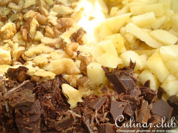 Пирог с орехами,бананом и шоколадом