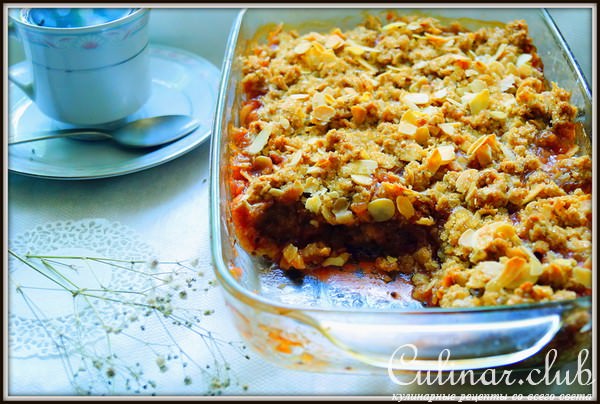 Крисп с крыжовником и персиками. Фруктовый пирог.