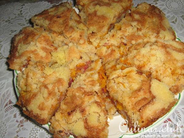 Насыпной пирог с тыквой и яблоками.