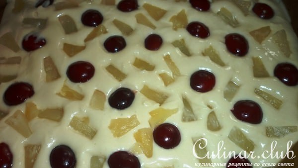 ОТКРЫТЫЙ ПИРОГ С ВИШНЯМИ И АНАНАСАМИ (легкий и нежный)