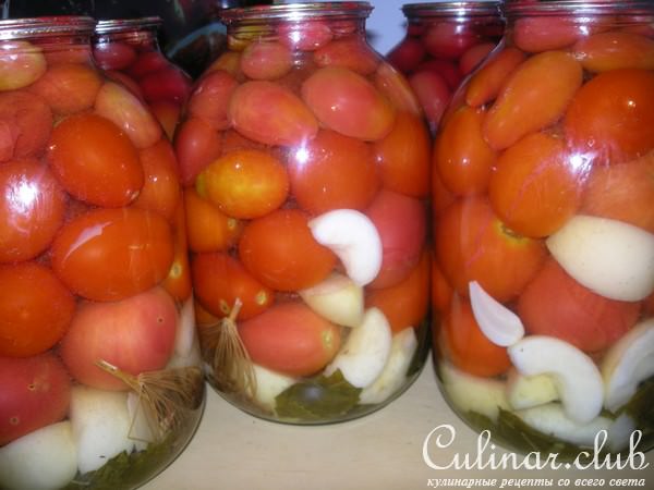 Маринованные помидоры с яблоками (без уксуса)