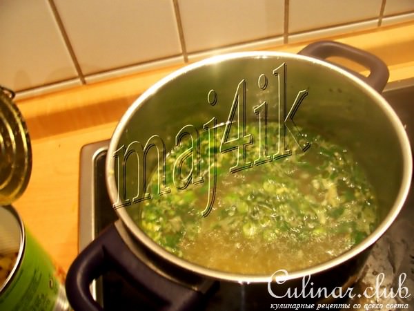 Суп из зелёного лука с сыром