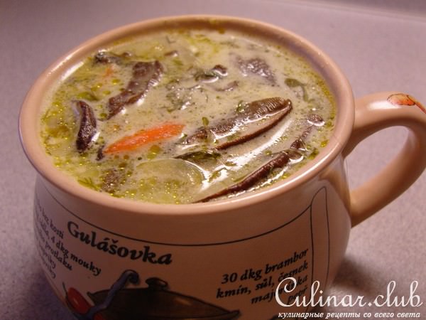 Суп грибной с сыром
