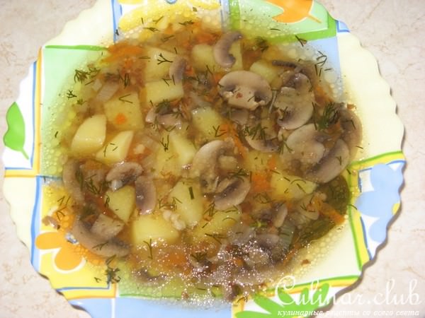 Гречневый суп с шампиньонами