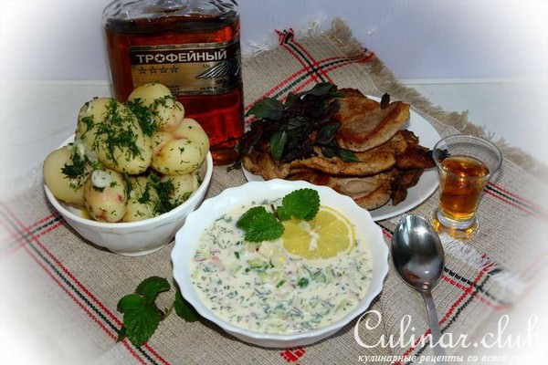 Окрошка на лимонном соке 