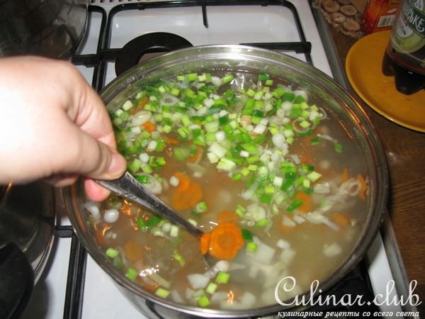 Овощной суп с "Колобками" и яичной заливкой