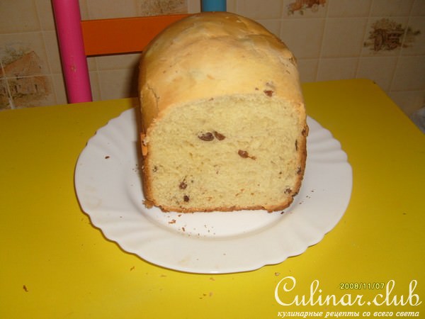 Сдобный пирог с изюмом(для хлебопечки)