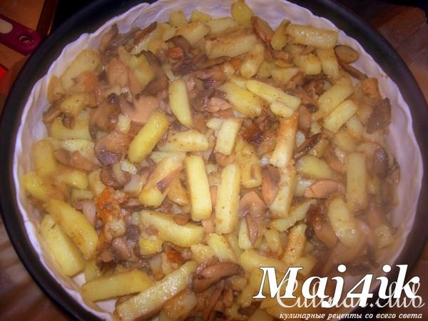 Картофельно-грибной киш-пирог