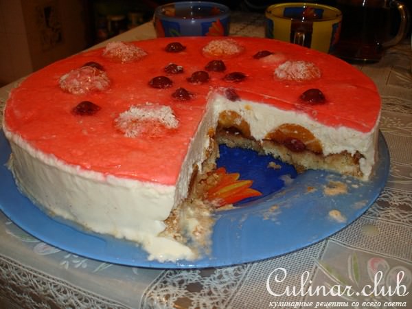 Торт "Cнежок" с абрикосами.