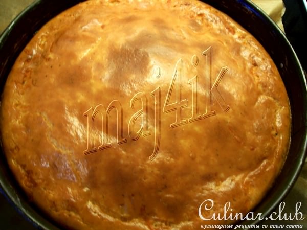 Заливной пирог с тунцом и грибами